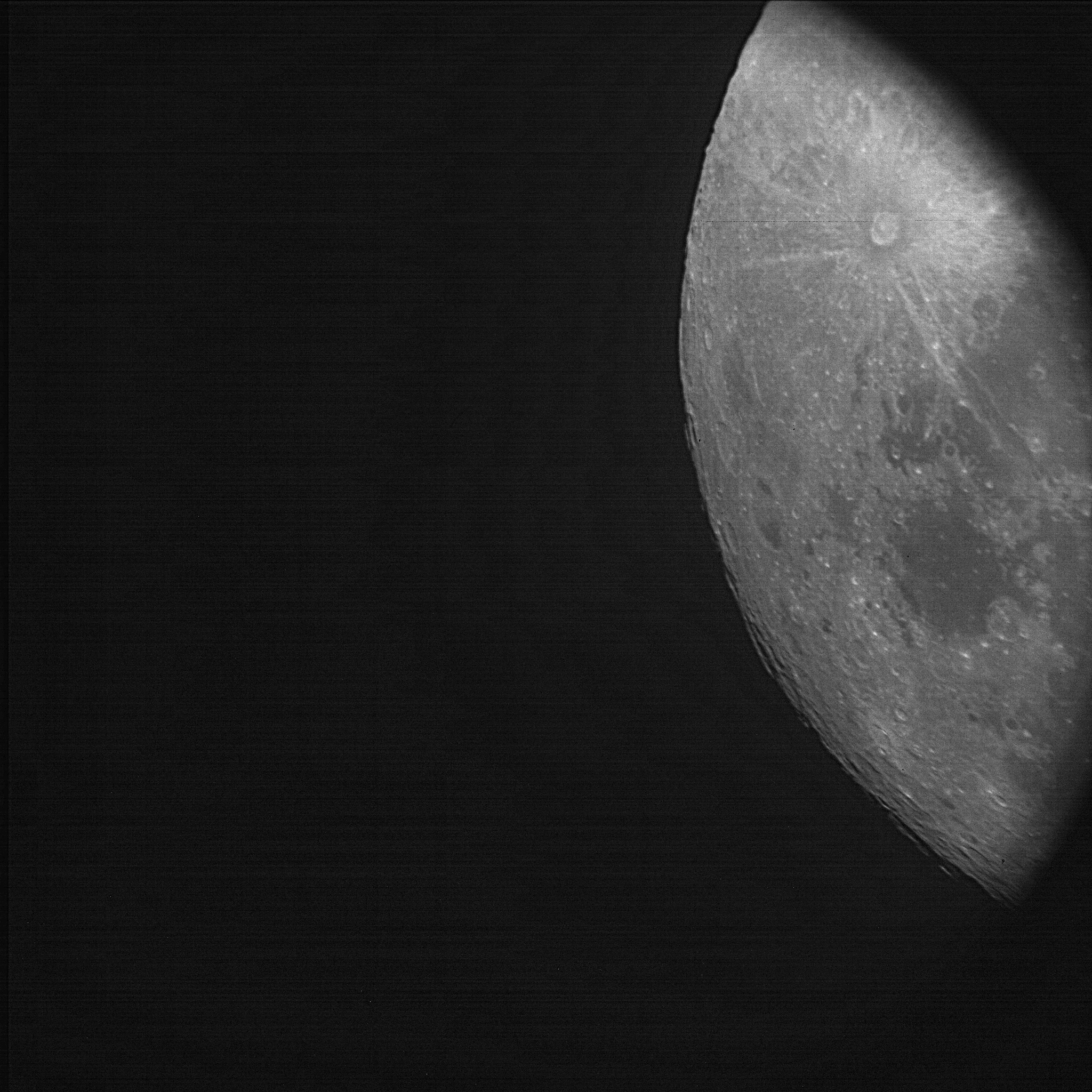 In-situ images of the Moon captured by Droid.001's onboard camera, demonstrating the spacecraft's precise pointing and imaging capabilities